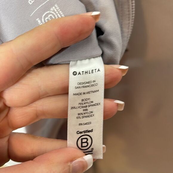 Athleta Flare Leg High Rise Leggings In Grey Lavender. Size Medium. - Picture 10 of 12